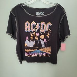 ACDC Highway to Hell Graphic‎ Cropped Short Sleeve XXL Top Shirt